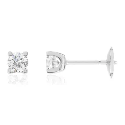 Boucles d'oreilles or 750 blanc diamant HSI 0,5 carat