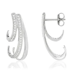 Boucles d'oreilles or 750 blanc diamants