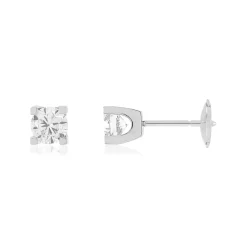 Boucles d'oreilles or blanc 750 diamants synthétiques 1 carat