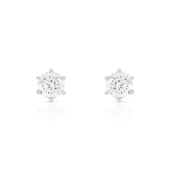 Boucles d'oreilles or 750 blanc diamants synthétiques 0.80 carat