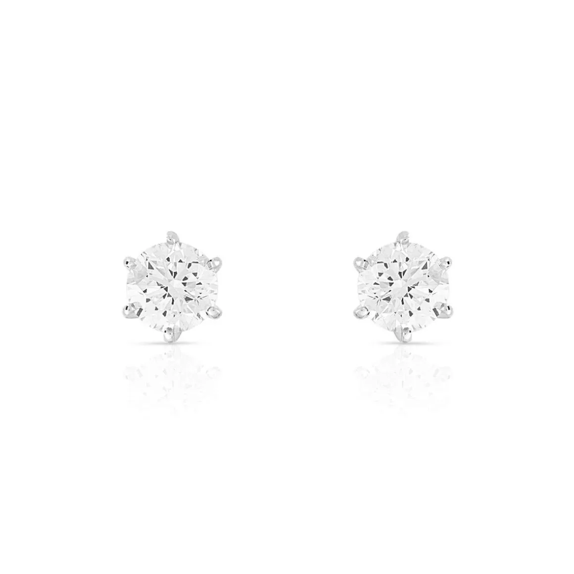 Boucles d'oreilles or 750 blanc diamants synthétiques 0.80 carat