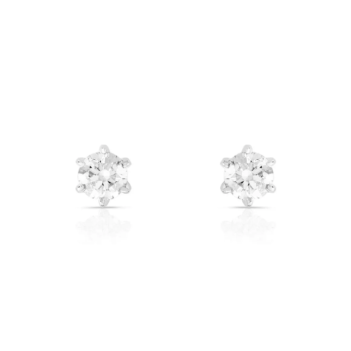 Boucles d'oreilles or 750 blanc diamants synthétiques 0.60 carat