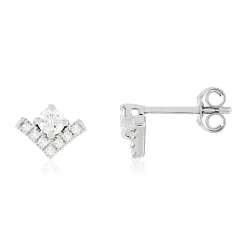 Boucles d'oreilles or blanc 750 diamants synthétiques