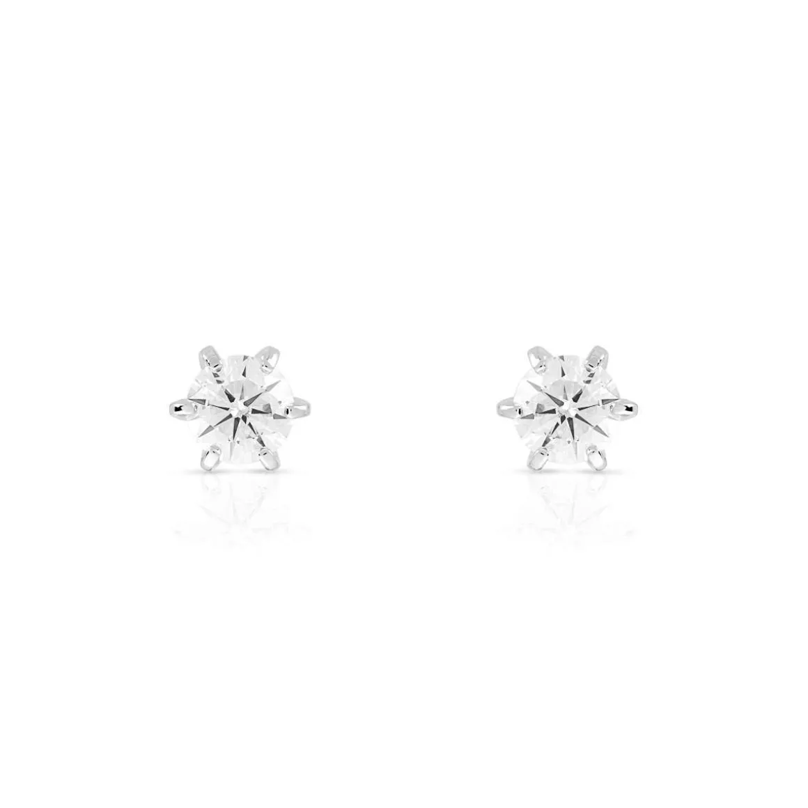 Boucles d'oreilles or 750 blanc diamants synthétiques 0.40 carat