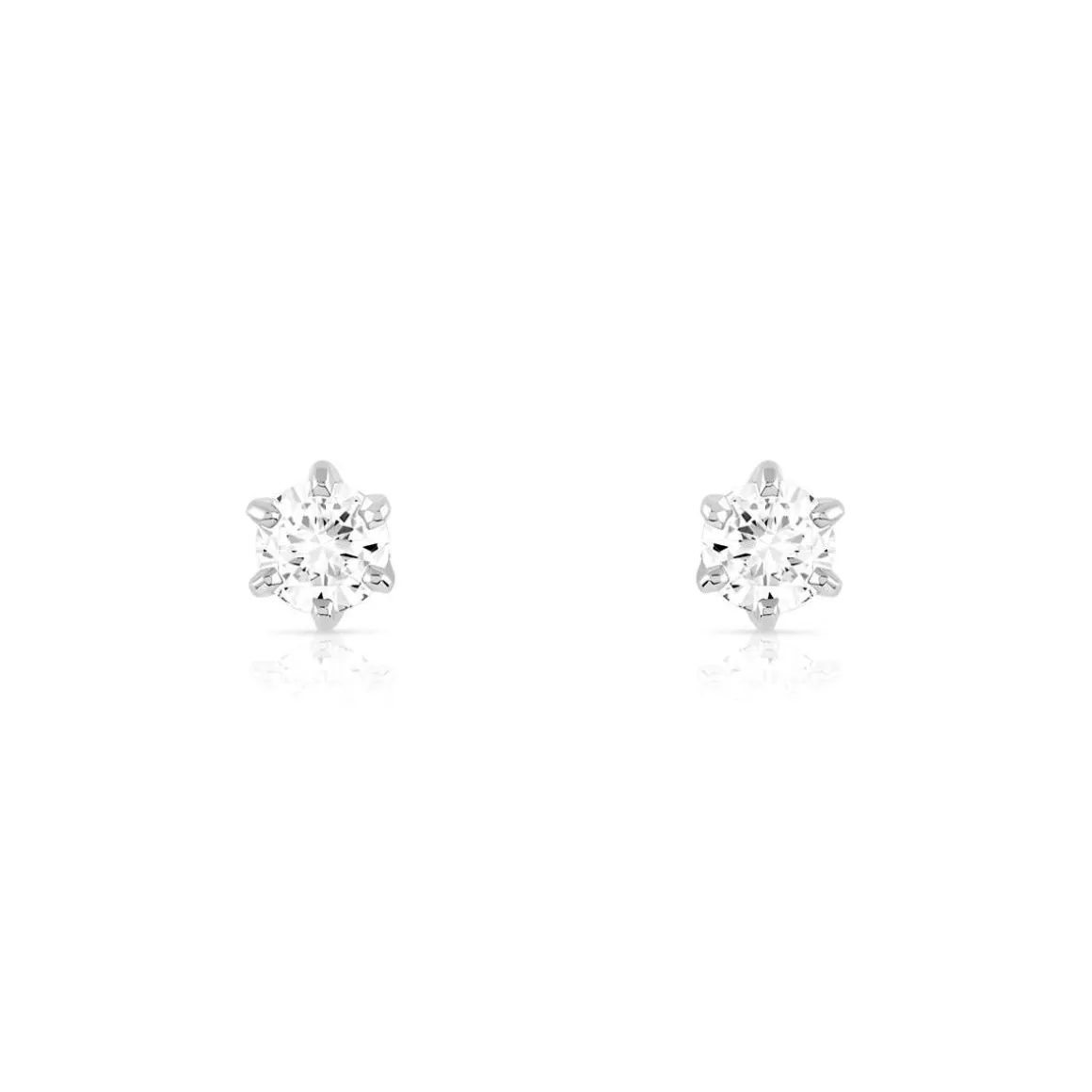 Boucles d'oreilles or 750 blanc diamants synthétiques 0.30 carat