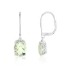 Boucles d'oreilles or 375 blanc dormeuses quartz verts et diamants