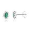 Boucles d'oreilles or blanc 750 émeraudes diamants