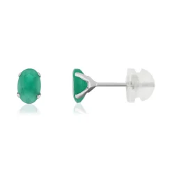 Boucles d'oreilles or 375 blanc émeraudes 1.1 carat