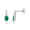 Boucles d'oreilles or blanc 750, émeraudes, diamants.