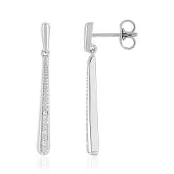 Boucles d'oreilles or 750 blanc pendants diamants
