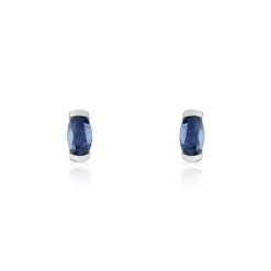 Boucles d'oreilles or 750 blanc saphirs ovales