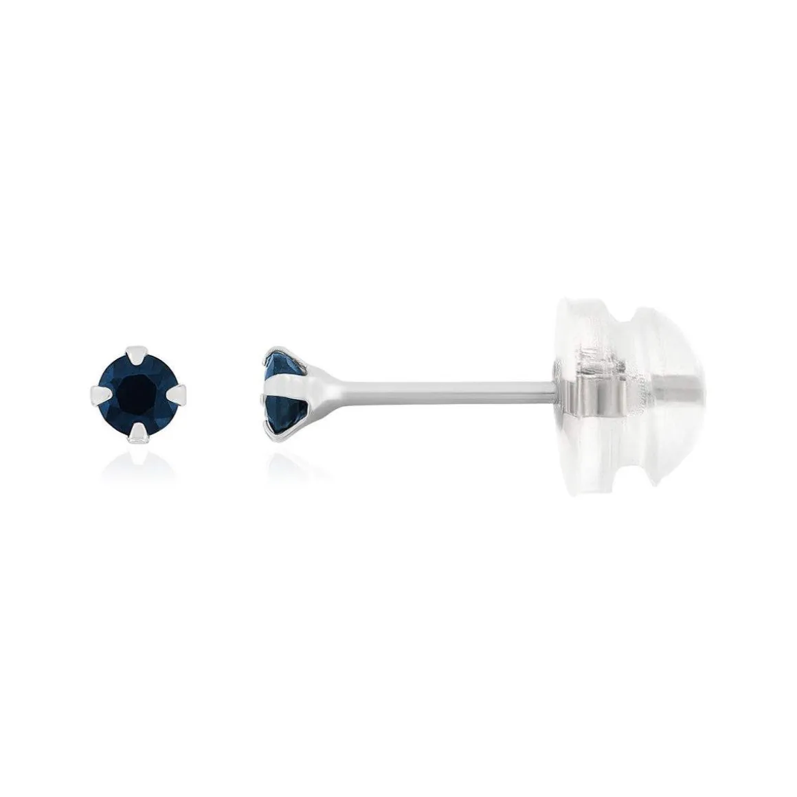 Boucles d'oreilles or 375 blanc saphirs 0.18 carat