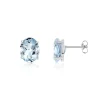 Boucles d'oreilles or 375 blanc topazes bleues traitées