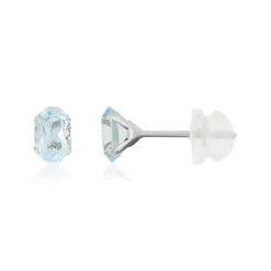 Boucles d'oreilles or 375 blanc topazes bleues traitées 1.14 carat