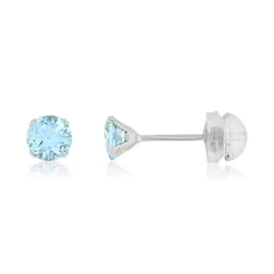 Boucles d'oreilles or blanc 375 topazes bleues traitées