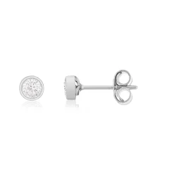 Boucles d'oreilles or 375 blanc zirconias blancs
