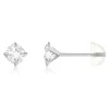 Boucles d'oreilles or 375 blanc zirconias blancs