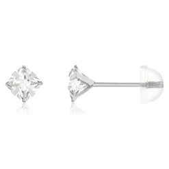 Boucles d'oreilles or 375 blanc zirconias blancs