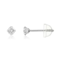 Boucles d'oreilles or 375 blanc zirconias blancs