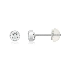 Boucles d'oreilles or 375 blanc zirconias blancs