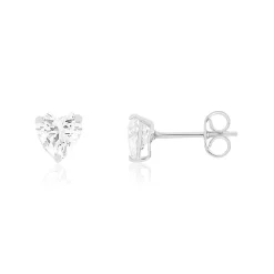 Boucles d'oreilles or 375 blanc zirconia blanc