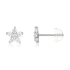Boucles d'oreilles or 375 blanc zirconias blancs fleur
