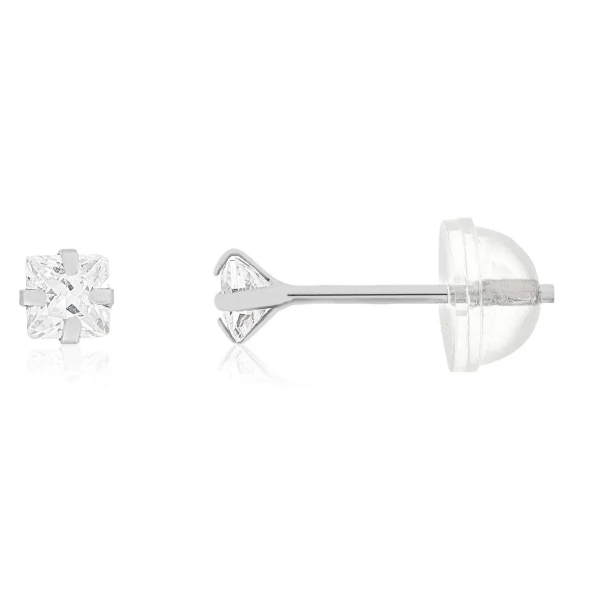 Boucles d'oreilles or 375 blanc zirconias blancs