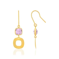 Boucles d'oreilles or jaune 375 amethystes