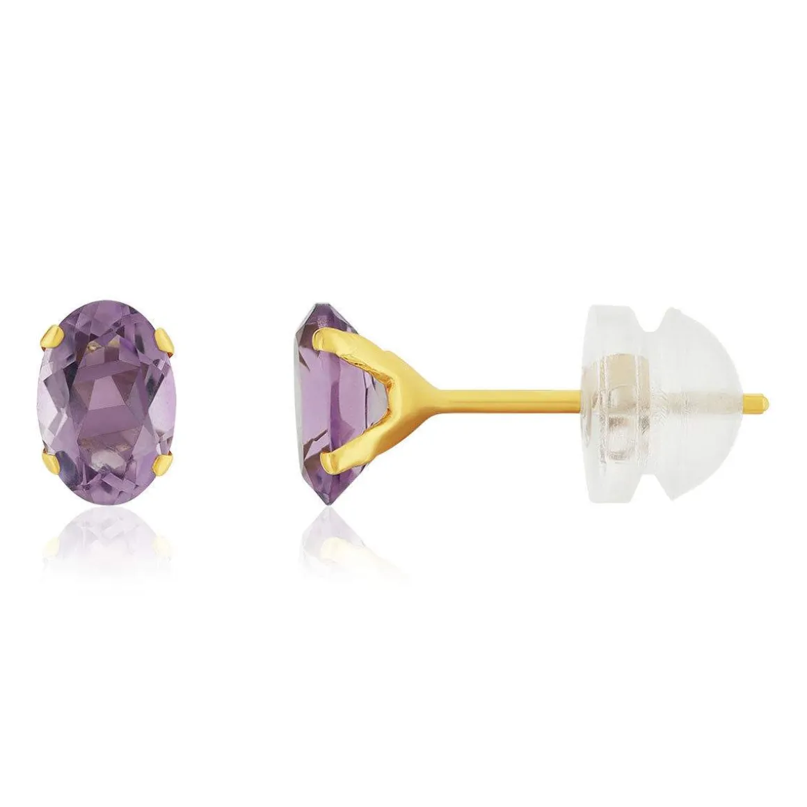 Boucles d'oreilles or 375 jaune améthystes 0.84 carat