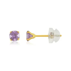 Boucles d'oreilles or 375 jaune améthystes 0,34 carat