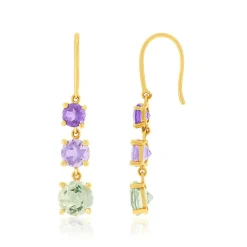 Boucles d'oreilles or 750 jaune améthystes