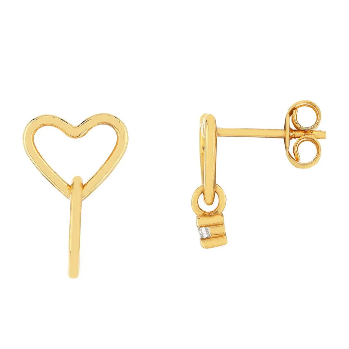 Boucles d'oreilles or 375 jaune coeurs zirconia
