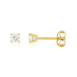 Boucles d'oreilles or jaune 750 diamants synthétiques 0.30 carat