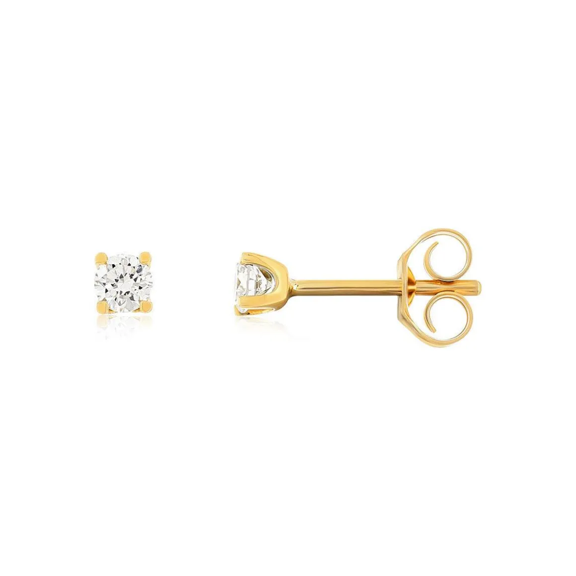 Boucles d'oreilles or 750 jaune diamant synthétique 0.2 carat