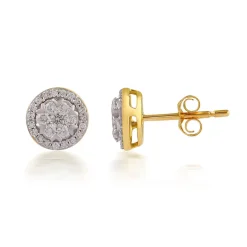 Boucles d'oreilles or 750 jaune diamants