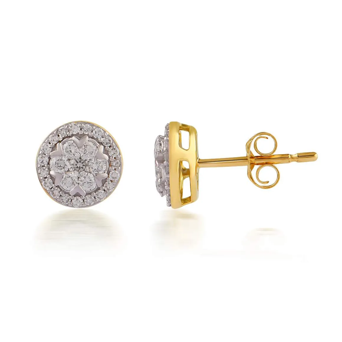 Boucles d'oreilles or 750 jaune diamants