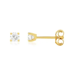 Boucles d'oreilles or 750 jaune diamant HSI 0,3 carat