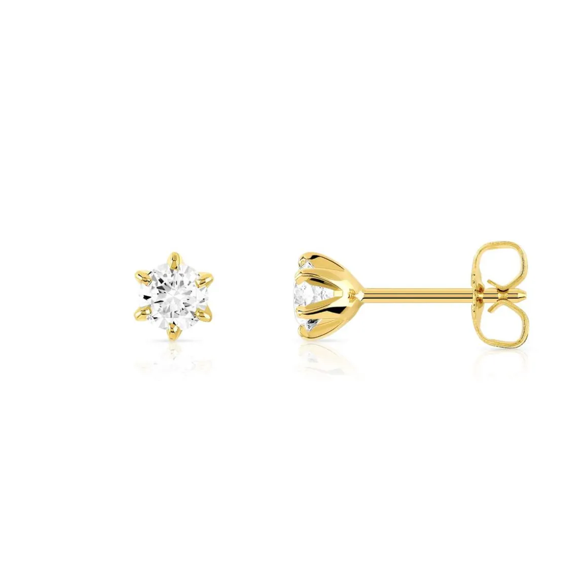 Boucles d'oreilles or 750 jaune diamant H/P1
