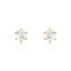 Boucles d'oreilles or 750 jaune diamants synthétiques 0.80 carat