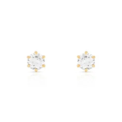 Boucles d'oreilles or 750 jaune diamants synthétiques 0.40 carat