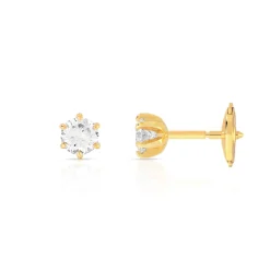 Boucles d'oreilles or 750 jaune diamants synthétiques 0.40 carat