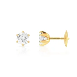 Boucles d'oreilles or 750 jaune diamant