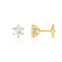 Boucles d'oreilles or 750 jaune diamant