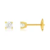 Boucles d'oreilles or 750 jaune diamants synthétiques 0,50 carat