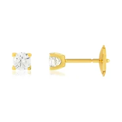 Boucles d'oreilles or 750 jaune diamants synthétiques 0,50 carat
