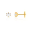 Boucles d'oreilles or 750 jaune diamants synthétiques 0.50 carat