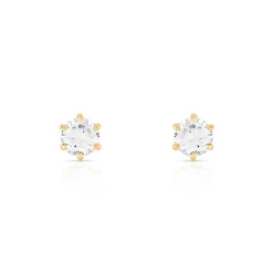 Boucles d'oreilles or 750 jaune diamants synthétiques 0.50 carat