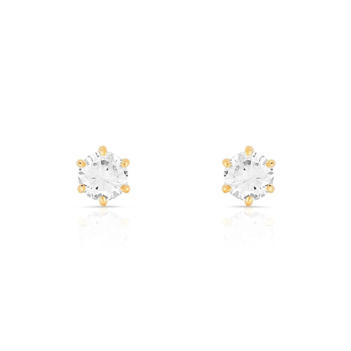 Boucles d'oreilles or 750 jaune diamants synthétiques 0.50 carat