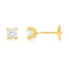 Boucles d'oreilles or 750 jaune diamant synthétique 0.8 carat