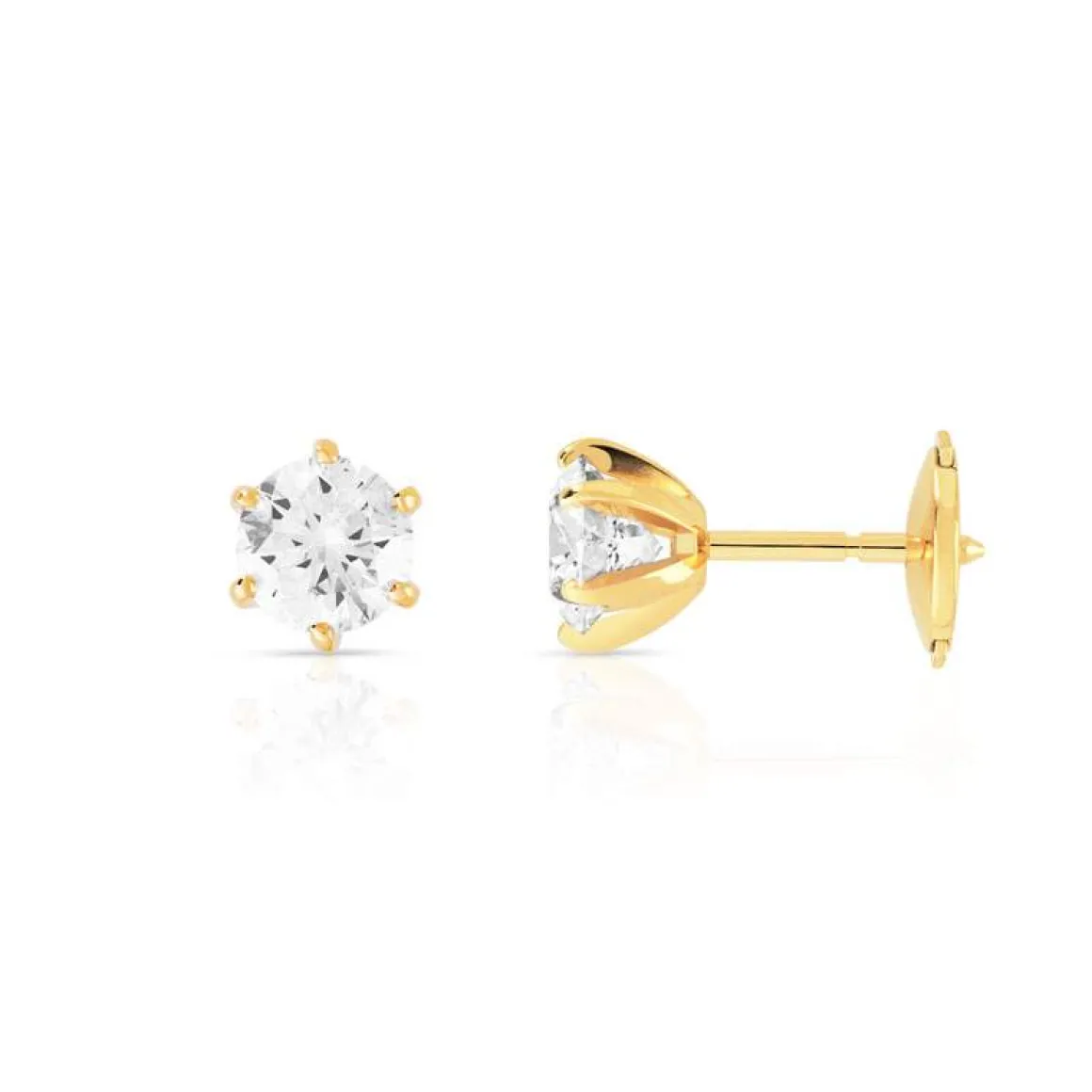 Boucles d'oreilles or 750 jaune diamant